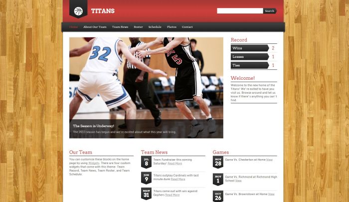 Titans Sports Team WordPress Theme