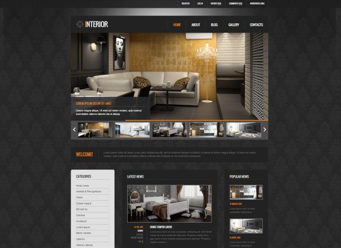 Black Interior Design WordPress Theme
