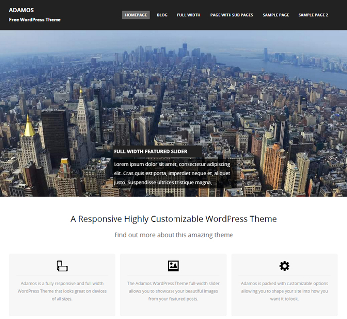 adamos free business wordpress theme