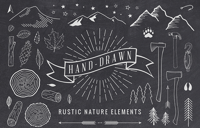 free hand drawn rustic elements