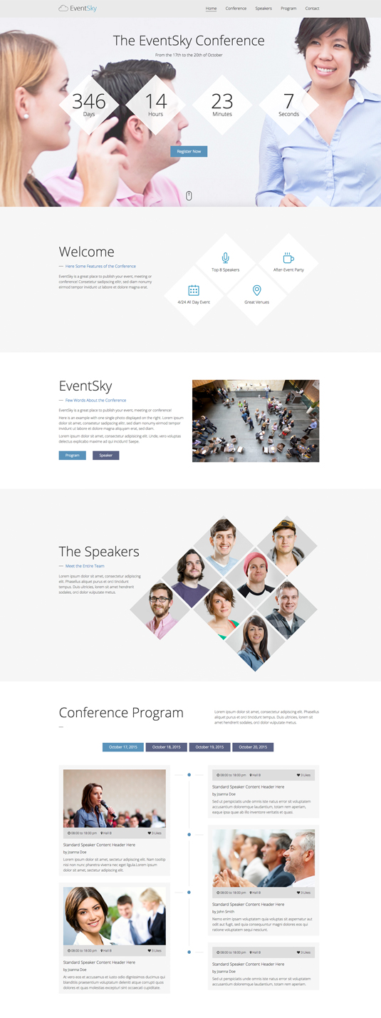 Event Planner One Page Template